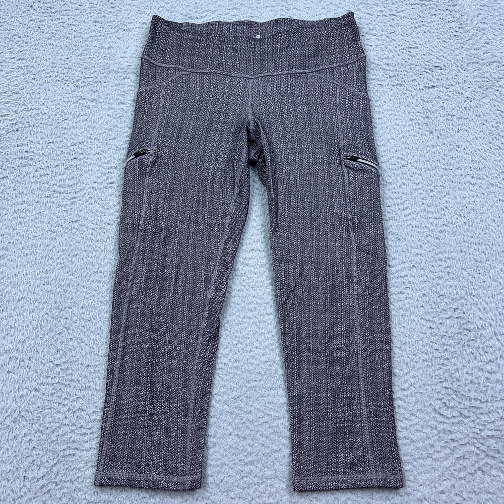 Athleta Gray Herringbone Static Drifter Capri Leggings Energy‎ Chaturanga Tight